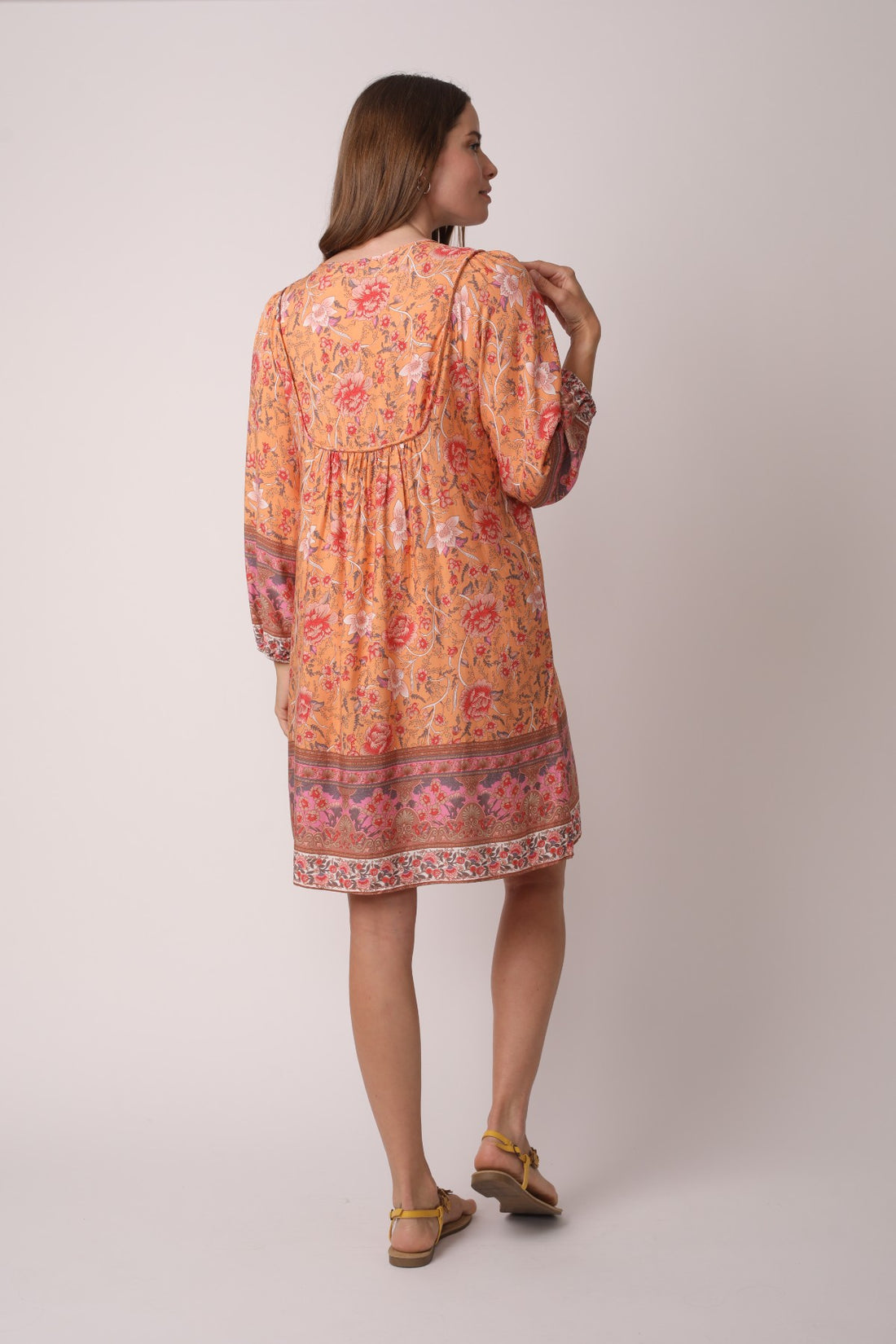 Vibrant V-Neck Bohemian Dress