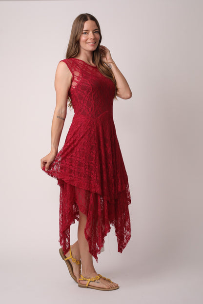 Layered Irregular Lace Bohemian Dress