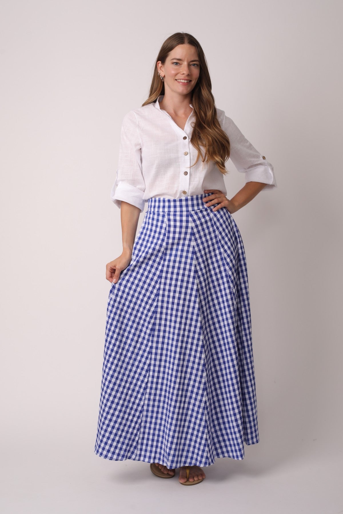 Crystal Elegant Plaid Maxi Skirt