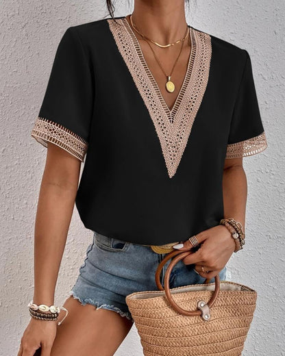 Buddhatrends Black / S Stylish Summer Lace T-Shirt