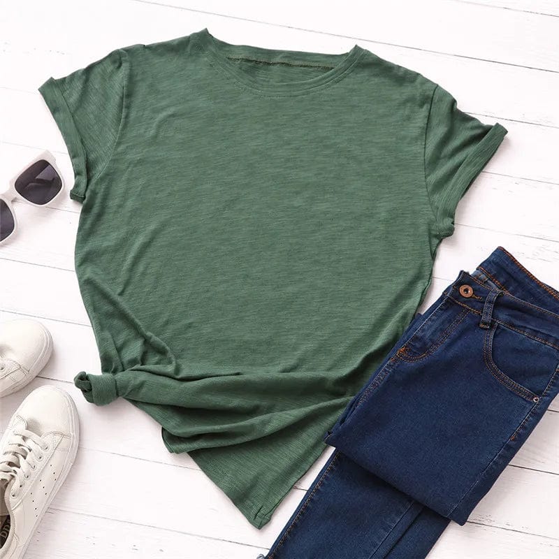 Buddhatrends Dark Green / XL Solid Cotton Basic T-shirt