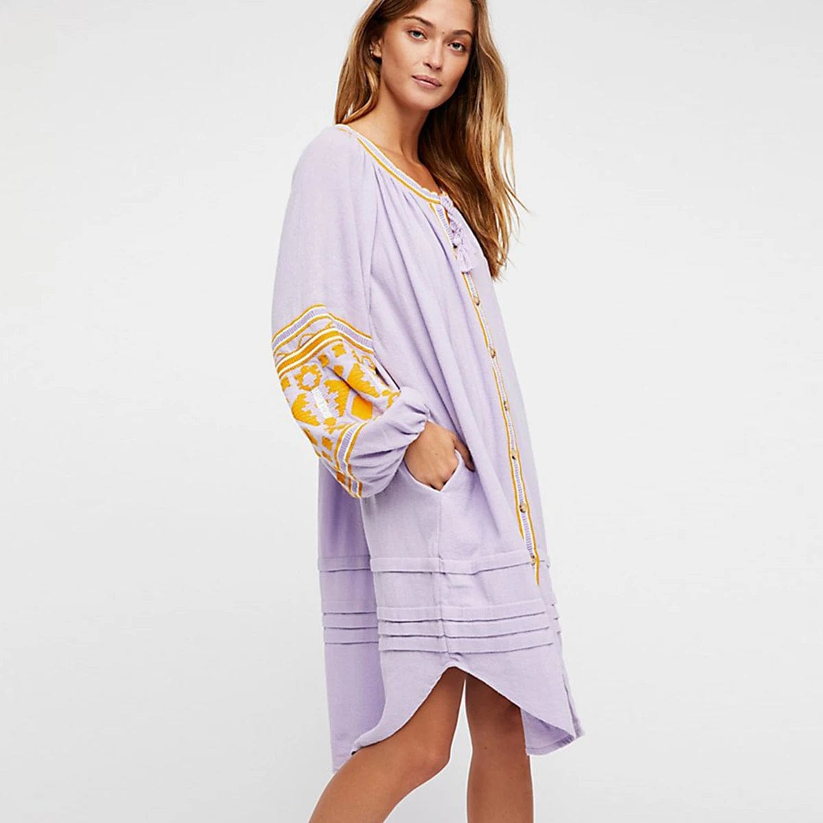 Buddhatrends Light Purple / S Elegant Vintage Bohemian Beach Dress