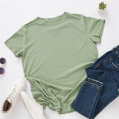 Buddhatrends Olive green / 5XL Solid Cotton Basic T-shirt