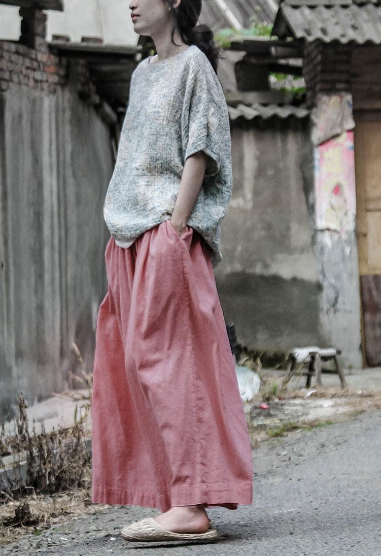 Buddhatrends Pink Cotton Linen Palazzo Pants | Lotus