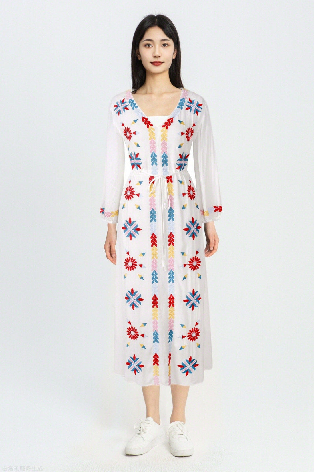 Buddhatrends Vintage Charm Floral Midi Dress