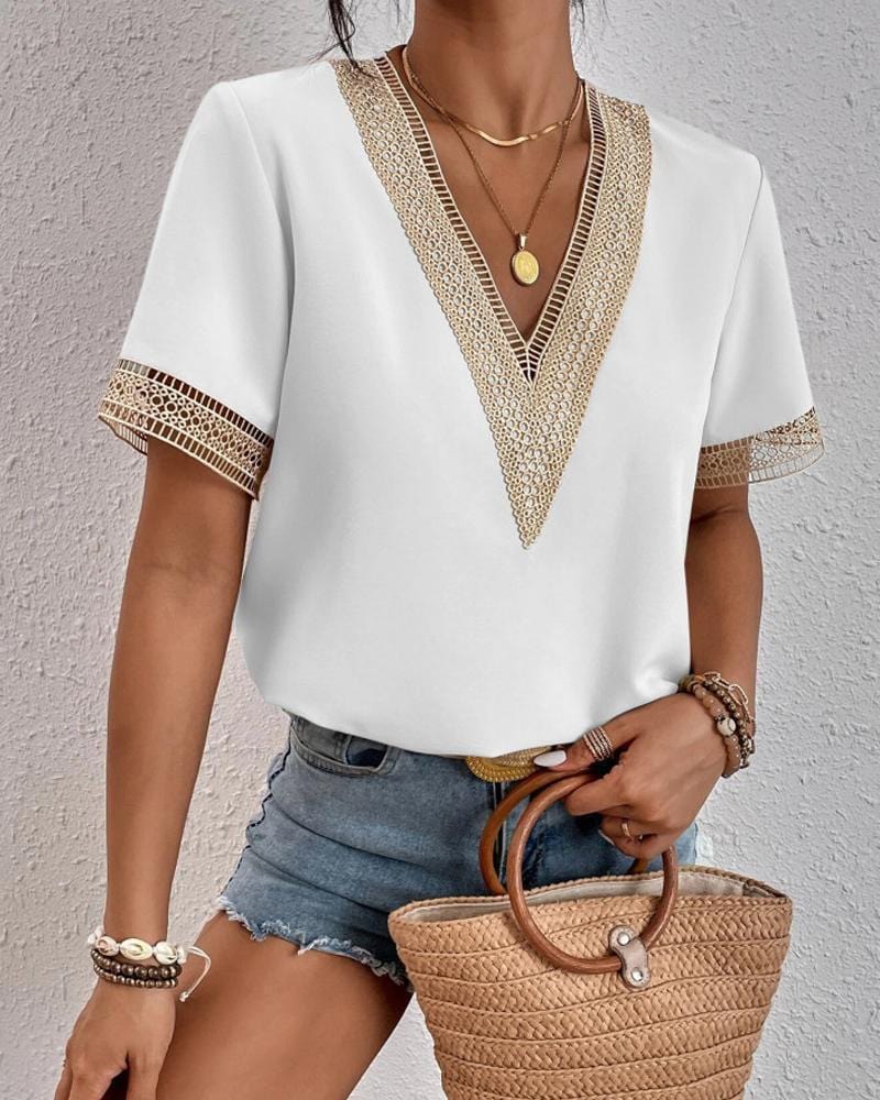 Buddhatrends White / S Stylish Summer Lace T-Shirt