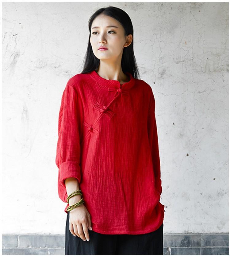 Buddha Trends 3/4 Sleeve Traditional Chinese Cotton and Linen Blouse  | Zen