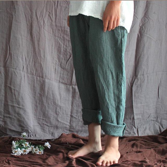Buddha Trends Army Green / M Cotton And Linen Pants  | Zen