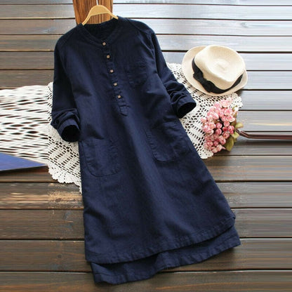 Buddha Trends As photo shows 3 / S Vintage Loose Cotton Linen Tunic