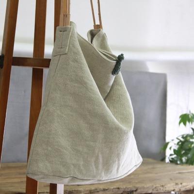 Buddha Trends Beige Cotton and Linen Handbag