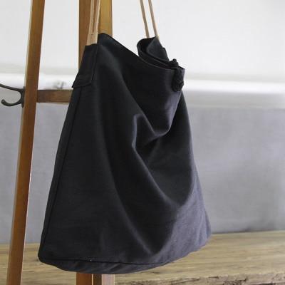 Buddha Trends Black Cotton and Linen Handbag