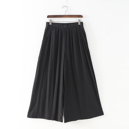 Buddha Trends Black / One Size Elastic Waist Wide Leg Palazzo Pants  | Zen