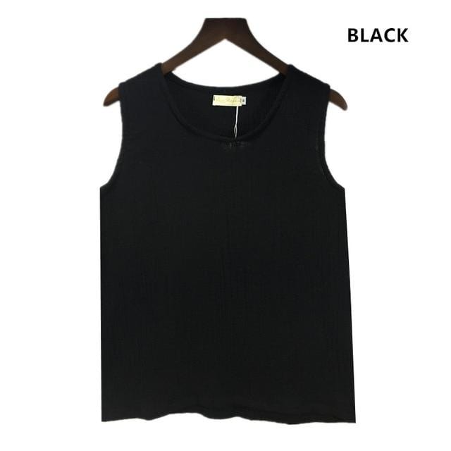 Buddha Trends Black / S Cotton and Linen Plus Size Tank Tops