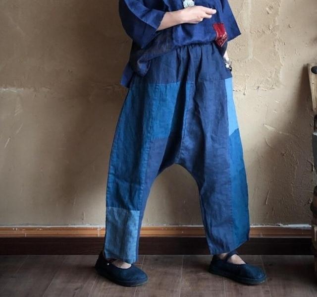 Buddha Trends Blue Linen Harem Pants | Zen