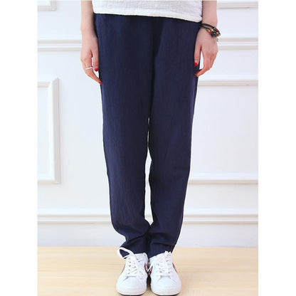 Buddha Trends Blue / One Size Cotton &amp; Linen Pleated Pants  | Zen