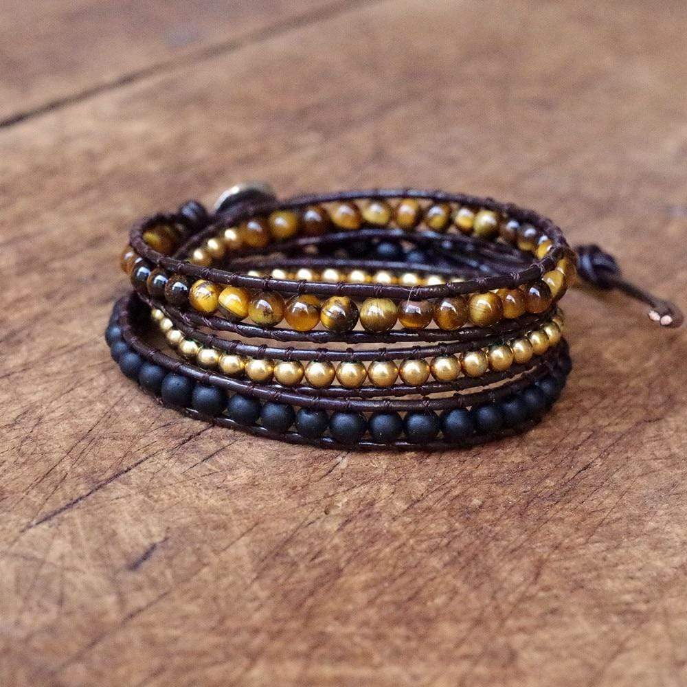 Buddha Trends Bracelets Beaded Tiger Eye Leather Bracelet