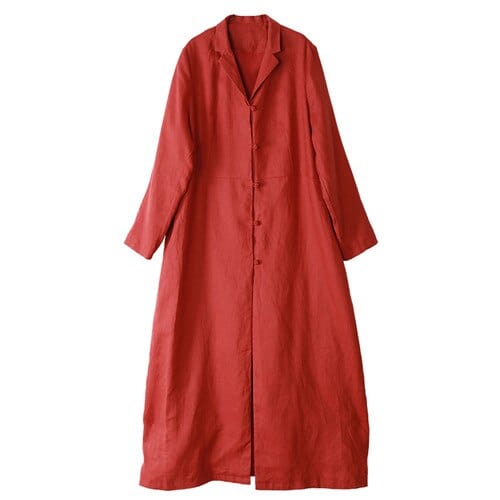 Buddha Trends Brick red / S Vintage Chinese Linen Trench Coat
