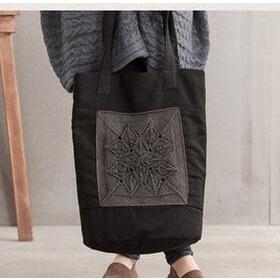 Buddha Trends Brown Mandala Design Large Capacity Linen Handbag