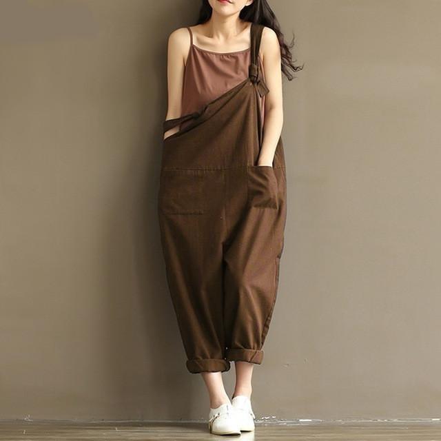 Buddha Trends Brown / S Plus Size 90s Overalls for women