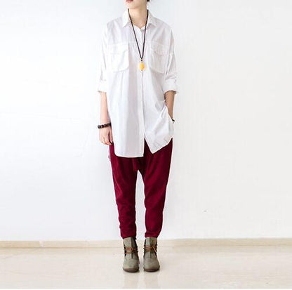 Buddha Trends Burgundy / One Size Loose Linen Trousers