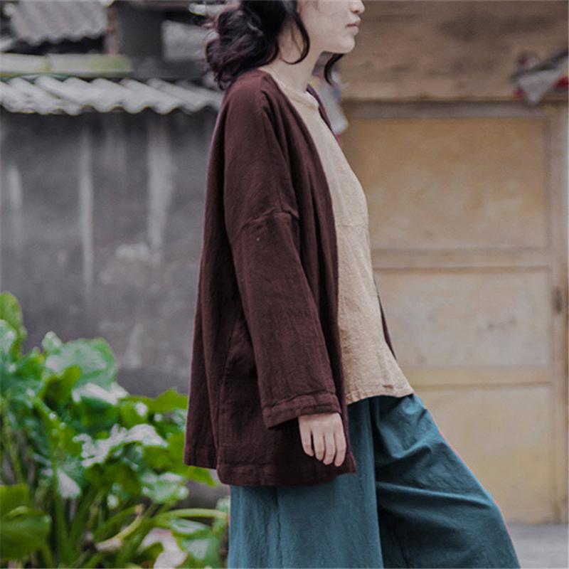 Buddha Trends Cardigans Brown Linen Cardigan | Lotus