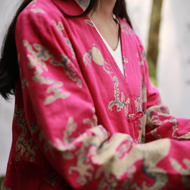 Buddha Trends Cardigans Chinese Dragon Cotton Linen Long Cardigan