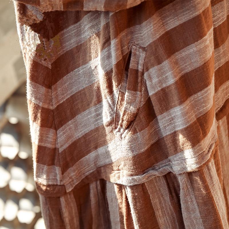 Buddha Trends Cardigans Cotton Linen Striped Cardigan