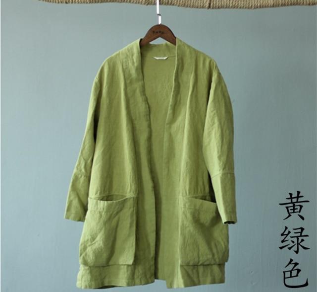 Buddha Trends Cardigans Green / M Garconnière Open Stitch Linen Cardigan