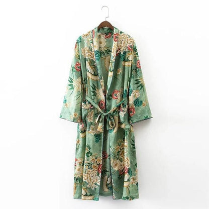 Buddha Trends Cardigans Kimono / S Green Floral Kimono Outfit