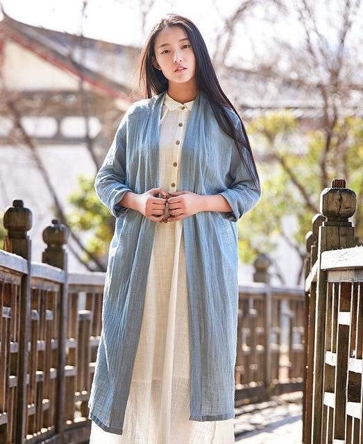 Buddha Trends Cardigans Light Blue / One Size Pure &amp; Vibrant Cotton Linen Cardigan  | Zen