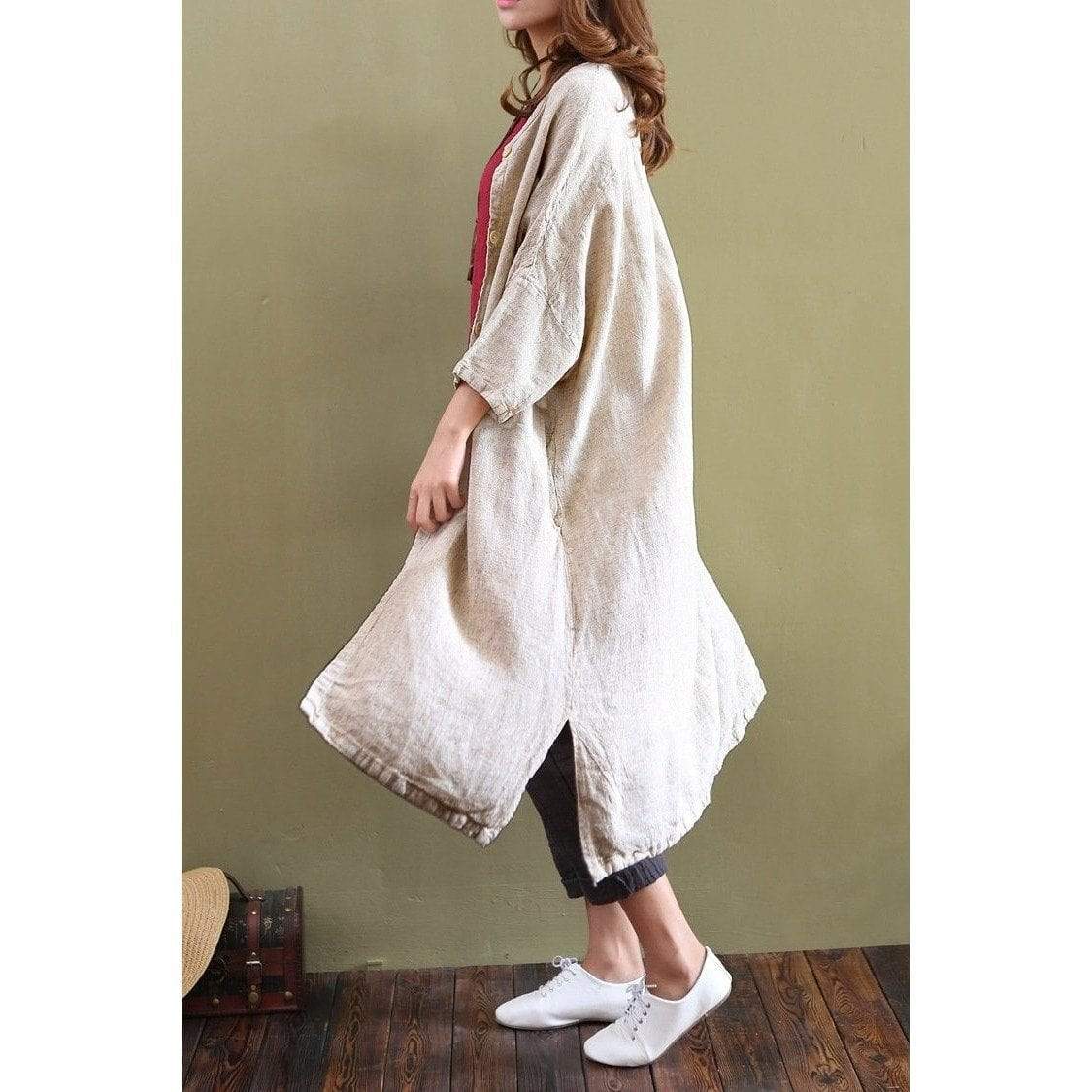 Cotton Linen Beige Cardigan  | Zen