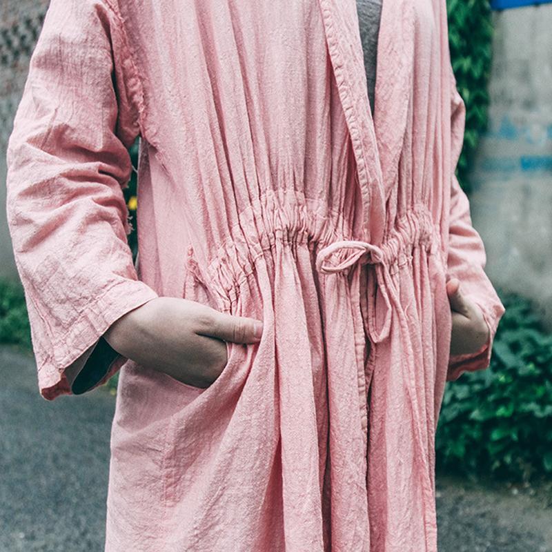Buddha Trends Cardigans One Size / Pink Pink Linen Long Cardigan | Lotus