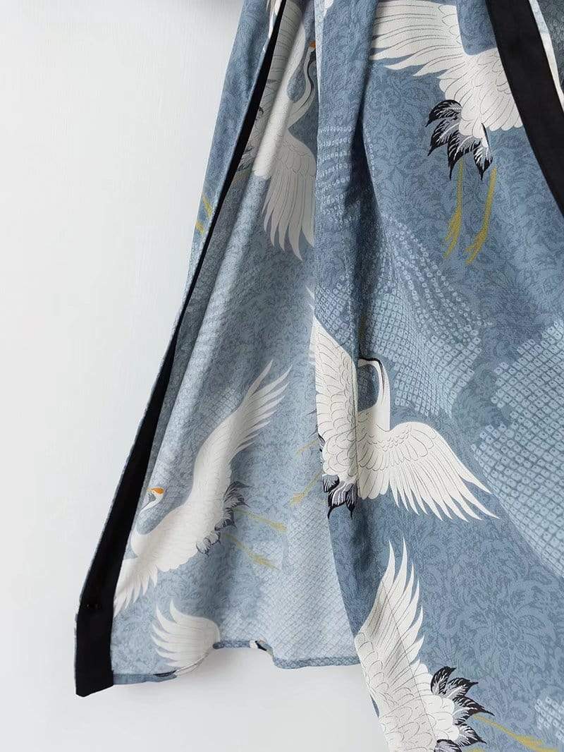 White Crane Open Front Kimono