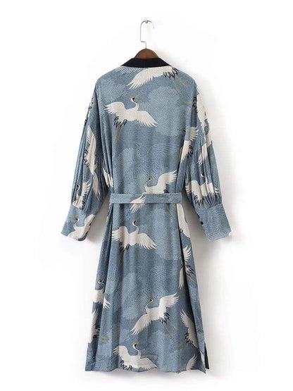 White Crane Open Front Kimono