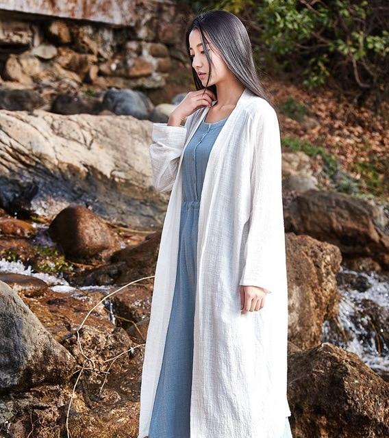 Buddha Trends Cardigans White / One Size Pure &amp; Vibrant Cotton Linen Cardigan  | Zen