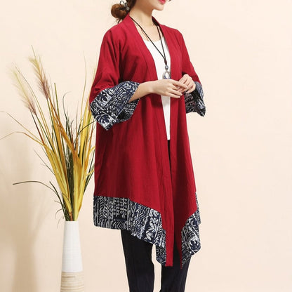 Buddha Trends Cardigans Winered2 / One Size Cotton and Linen Lightweight Cardigan