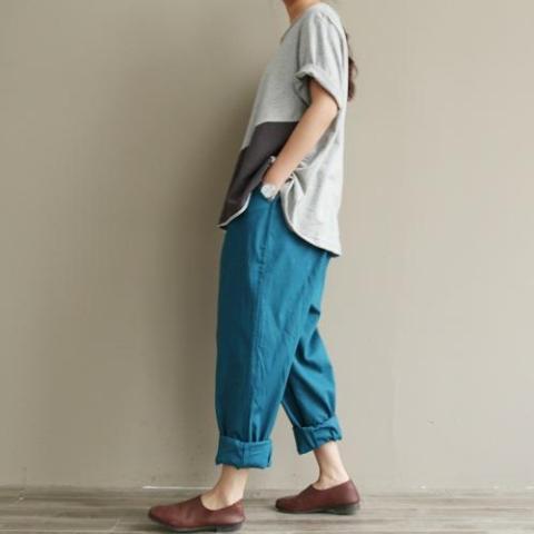 Buddha Trends Casual Literary Roll-up Trousers  | Zen
