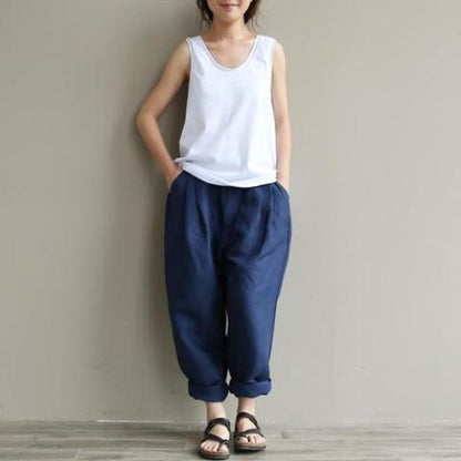 Buddha Trends Casual Literary Roll-up Trousers  | Zen