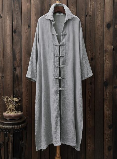 Buddha Trends Chinese Style Cotton Linen Trench Coat  | Zen