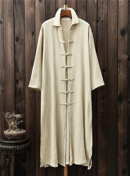 Buddha Trends Chinese Style Cotton Linen Trench Coat  | Zen
