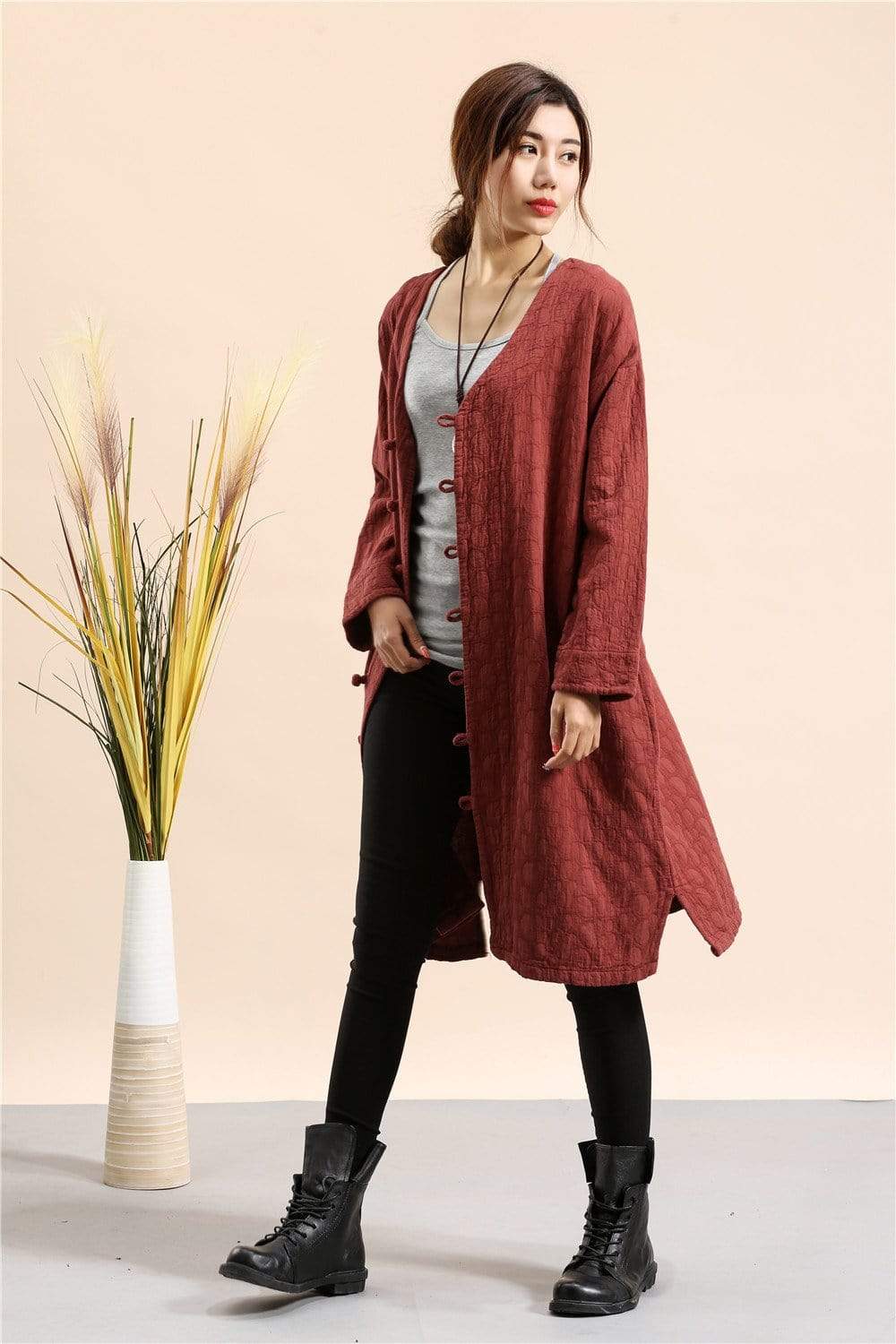 Buddha Trends Cotton and Linen Button Down Light Coat