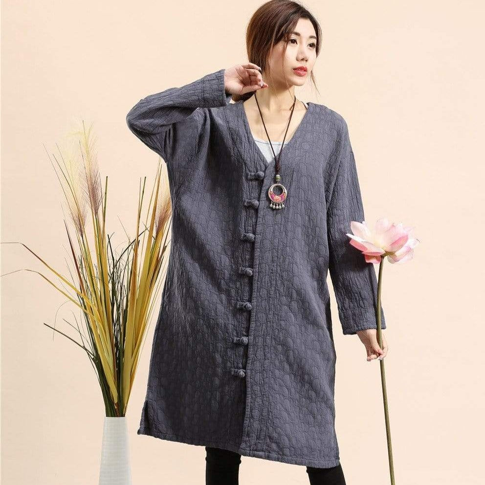 Buddha Trends Cotton and Linen Button Down Light Coat