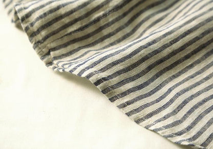 Buddha Trends Cotton and Linen Casual Striped Blouse  | Zen