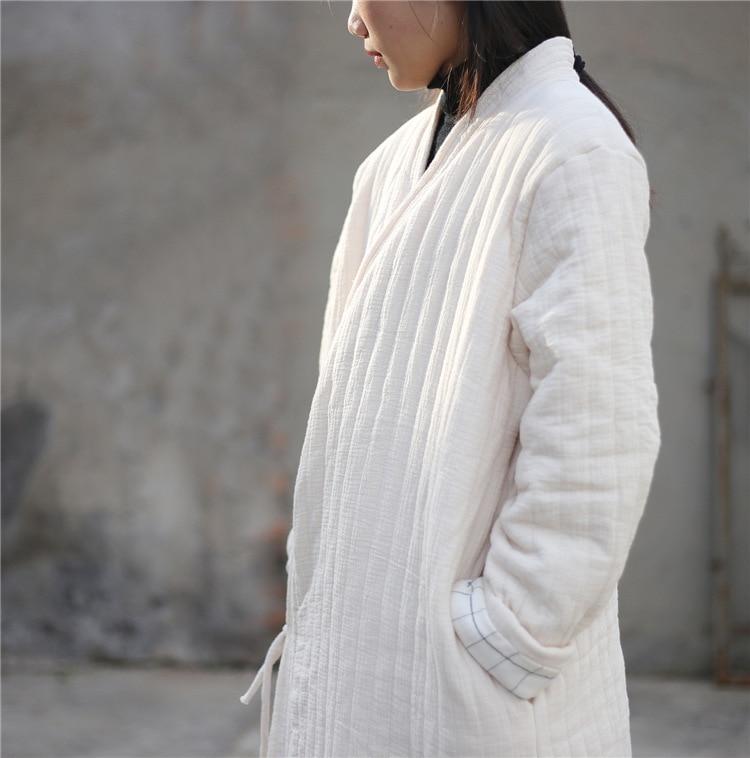 Buddha Trends Cotton Linen Ankle Length Trench Coat