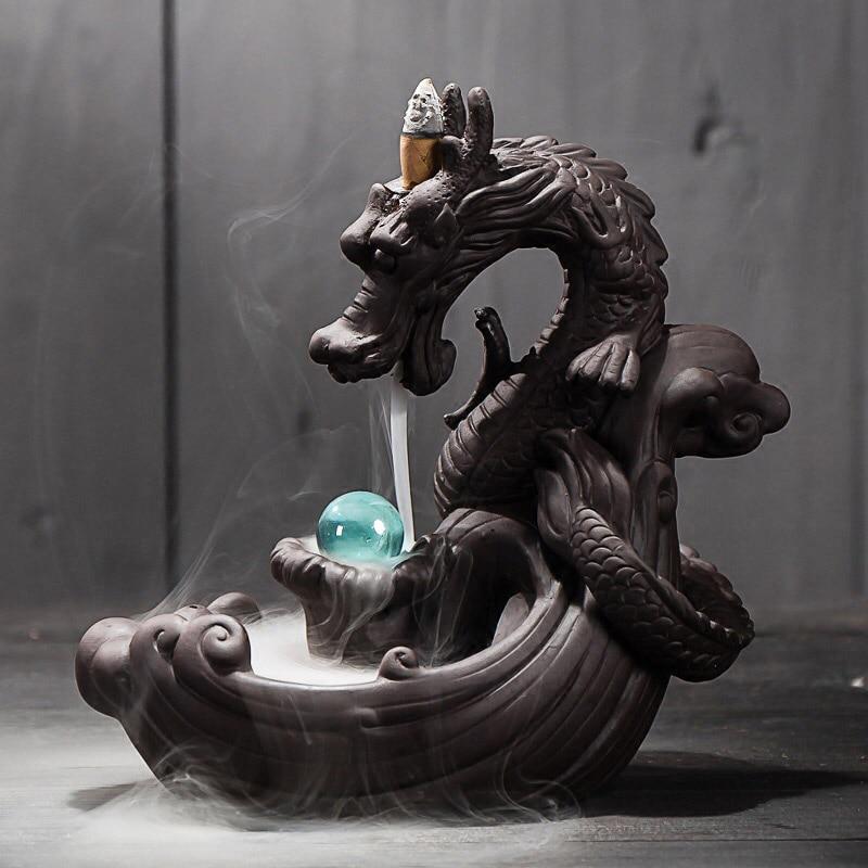 Buddha Trends Crystal Ball Dragon Backflow Incense Burner