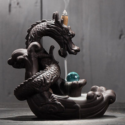 Buddha Trends Crystal Ball Dragon Backflow Incense Burner