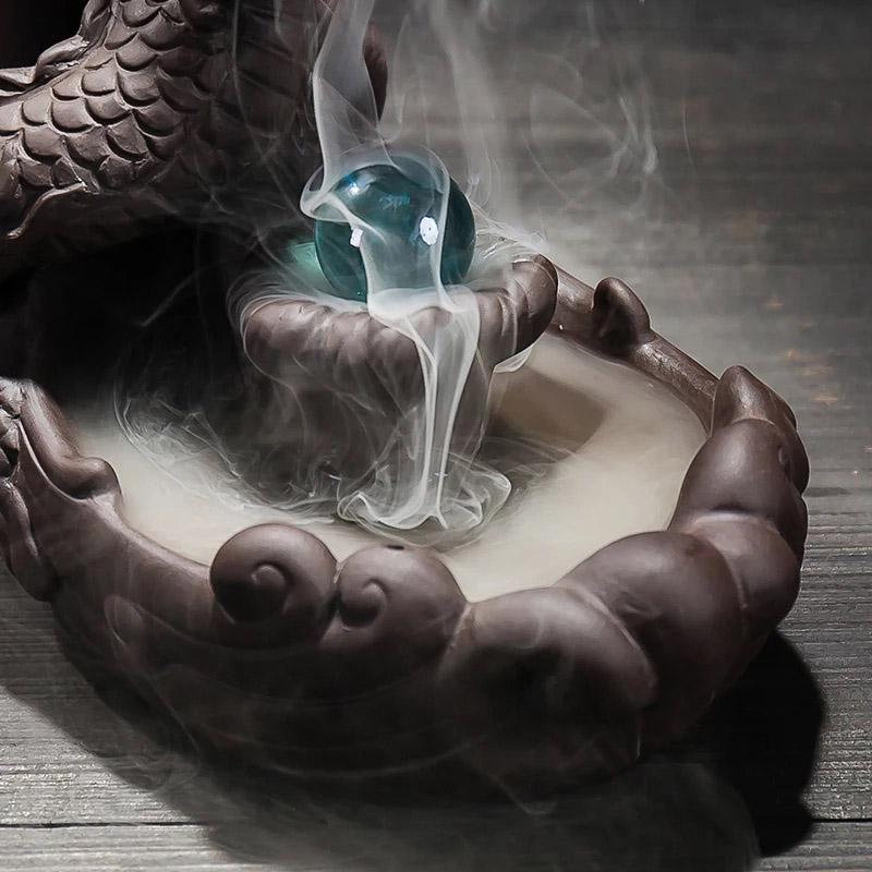 Buddha Trends Crystal Ball Dragon Backflow Incense Burner