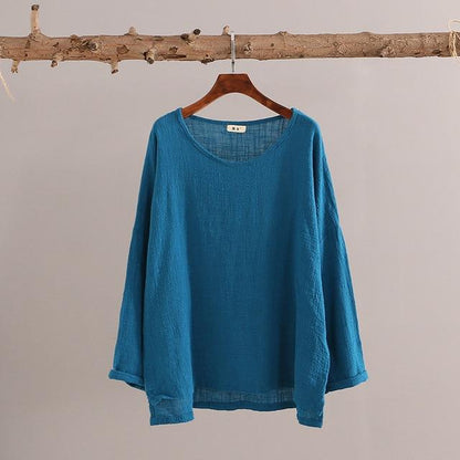 Buddha Trends Dark Blue / One Size Sweet Mantra Cotton &amp; Linen Long Sleeve Shirt