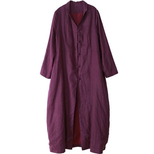 Buddha Trends Deep purple / S Vintage Chinese Linen Trench Coat