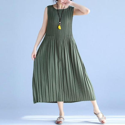 Buddha Trends Dress Army Green / L Bright Destiny Pleated Midi Dress